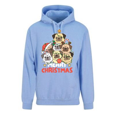 Pug Christmas Tree Funny Animal Merry Christmas Gift Unisex Surf Hoodie