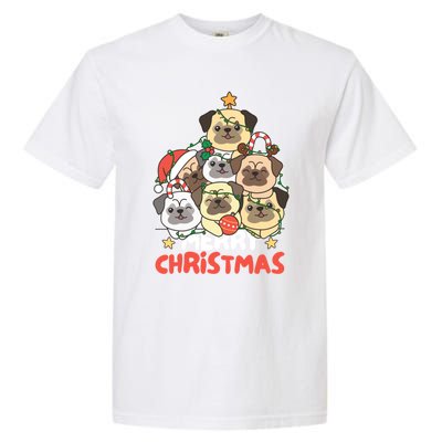 Pug Christmas Tree Funny Animal Merry Christmas Gift Garment-Dyed Heavyweight T-Shirt