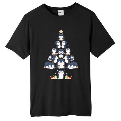 Penguin Christmas Tree Lights Santa Hat Penguin Lover Xmas Funny Gift Tall Fusion ChromaSoft Performance T-Shirt