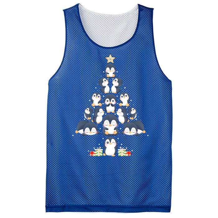 Penguin Christmas Tree Lights Santa Hat Penguin Lover Xmas Funny Gift Mesh Reversible Basketball Jersey Tank