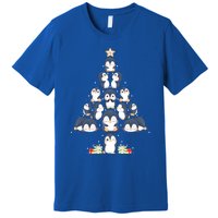 Penguin Christmas Tree Lights Santa Hat Penguin Lover Xmas Funny Gift Premium T-Shirt