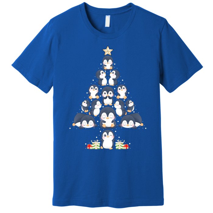 Penguin Christmas Tree Lights Santa Hat Penguin Lover Xmas Funny Gift Premium T-Shirt