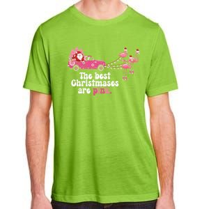 Pink Christmas Tree Santa And Flamingos For Xmas Morning Meaningful Gift Adult ChromaSoft Performance T-Shirt