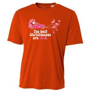 Pink Christmas Tree Santa And Flamingos For Xmas Morning Meaningful Gift Cooling Performance Crew T-Shirt