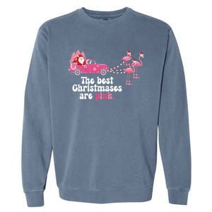 Pink Christmas Tree Santa And Flamingos For Xmas Morning Meaningful Gift Garment-Dyed Sweatshirt