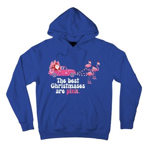 Pink Christmas Tree Santa And Flamingos For Xmas Morning Meaningful Gift Hoodie