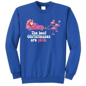 Pink Christmas Tree Santa And Flamingos For Xmas Morning Meaningful Gift Sweatshirt