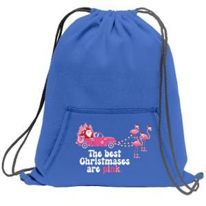 Pink Christmas Tree Santa And Flamingos For Xmas Morning Meaningful Gift Sweatshirt Cinch Pack Bag