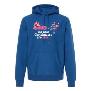 Pink Christmas Tree Santa And Flamingos For Xmas Morning Meaningful Gift Premium Hoodie