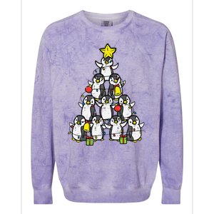 Penguin Christmas Tree Cute Xmas Colorblast Crewneck Sweatshirt