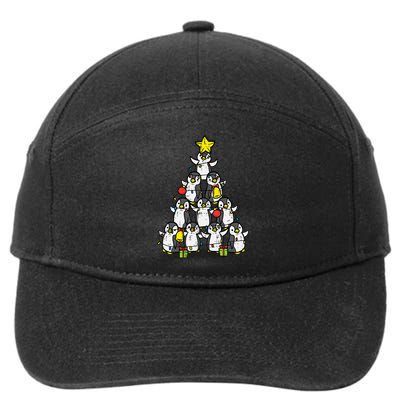 Penguin Christmas Tree Cute Xmas 7-Panel Snapback Hat