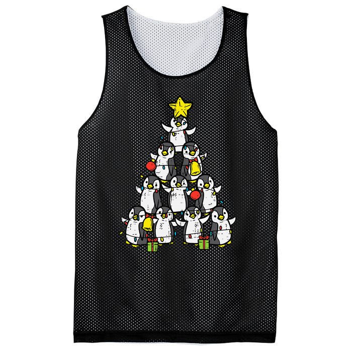 Penguin Christmas Tree Cute Xmas Mesh Reversible Basketball Jersey Tank