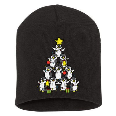 Penguin Christmas Tree Cute Xmas Short Acrylic Beanie