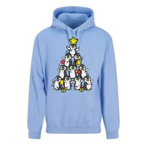 Penguin Christmas Tree Cute Xmas Unisex Surf Hoodie