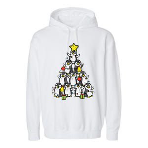 Penguin Christmas Tree Cute Xmas Garment-Dyed Fleece Hoodie