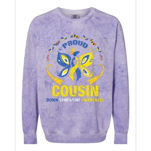 Proud Cousin T21 World Down Syndrome Awareness Da Colorblast Crewneck Sweatshirt