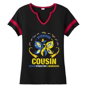 Proud Cousin T21 World Down Syndrome Awareness Da Ladies Halftime Notch Neck Tee