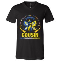 Proud Cousin T21 World Down Syndrome Awareness Da V-Neck T-Shirt