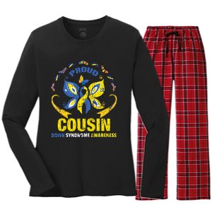 Proud Cousin T21 World Down Syndrome Awareness Da Women's Long Sleeve Flannel Pajama Set 