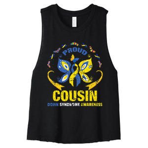 Proud Cousin T21 World Down Syndrome Awareness Da Women's Racerback Cropped Tank