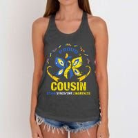 Proud Cousin T21 World Down Syndrome Awareness Da Women's Knotted Racerback Tank