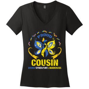 Proud Cousin T21 World Down Syndrome Awareness Da Women's V-Neck T-Shirt