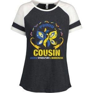 Proud Cousin T21 World Down Syndrome Awareness Da Enza Ladies Jersey Colorblock Tee