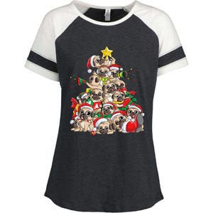 Pug Christmas Tree Dog Santa Xmas Boys Girls Merry Dogmas Gift Enza Ladies Jersey Colorblock Tee