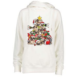 Pug Christmas Tree Dog Santa Xmas Boys Girls Merry Dogmas Gift Womens Funnel Neck Pullover Hood