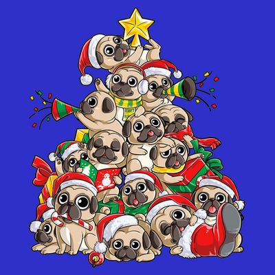 Pug Christmas Tree Dog Santa Xmas Boys Girls Merry Dogmas Gift T-Shirt