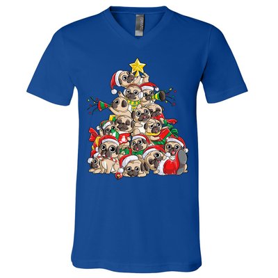 Pug Christmas Tree Dog Santa Xmas Boys Girls Merry Dogmas Gift V-Neck T-Shirt