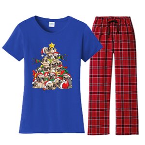 Pug Christmas Tree Dog Santa Xmas Boys Girls Merry Dogmas Gift Women's Flannel Pajama Set