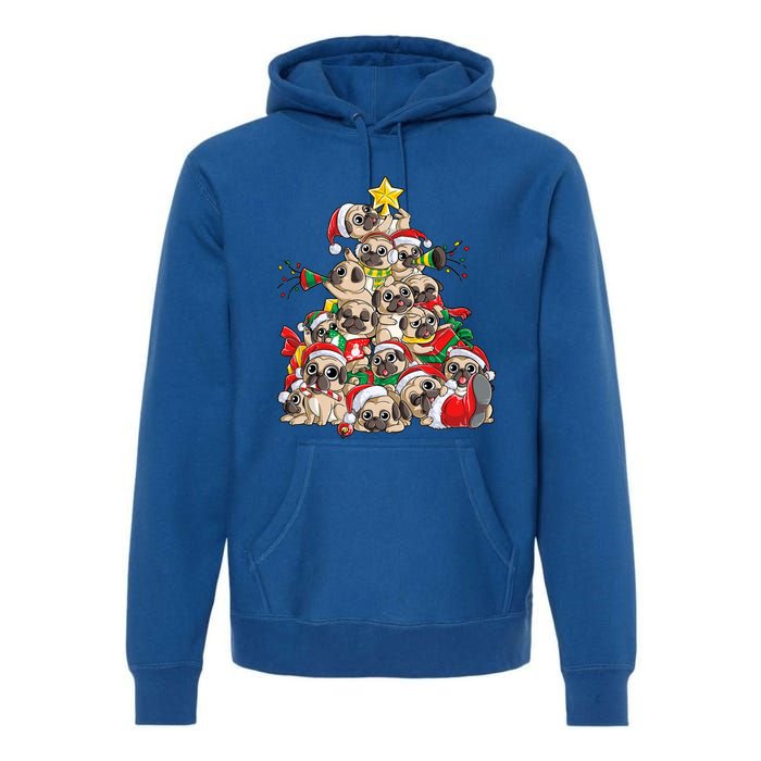 Pug Christmas Tree Dog Santa Xmas Boys Girls Merry Dogmas Gift Premium Hoodie