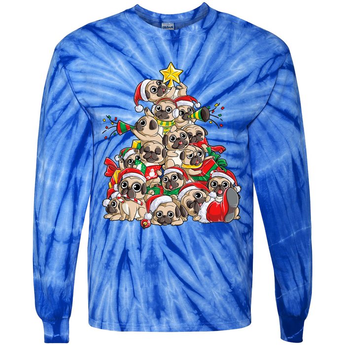 Pug Christmas Tree Dog Santa Xmas Boys Girls Merry Dogmas Gift Tie-Dye Long Sleeve Shirt