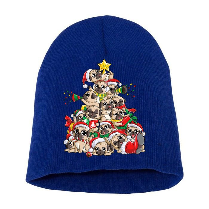 Pug Christmas Tree Dog Santa Xmas Boys Girls Merry Dogmas Gift Short Acrylic Beanie