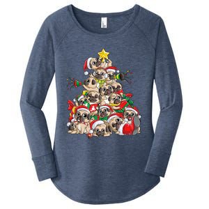 Pug Christmas Tree Dog Santa Xmas Boys Girls Merry Dogmas Gift Women's Perfect Tri Tunic Long Sleeve Shirt