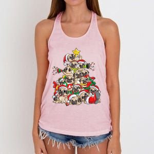 Pug Christmas Tree Dog Santa Xmas Boys Girls Merry Dogmas Gift Women's Knotted Racerback Tank