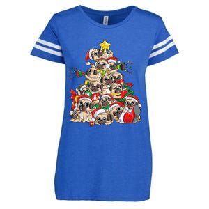 Pug Christmas Tree Dog Santa Xmas Boys Girls Merry Dogmas Gift Enza Ladies Jersey Football T-Shirt