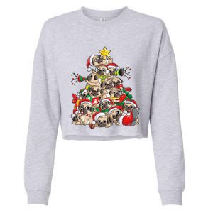 Pug Christmas Tree Dog Santa Xmas Boys Girls Merry Dogmas Gift Cropped Pullover Crew