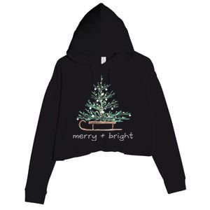 Printed Christmas Trees Tee For Merry And Bright Xmas Gift Crop Fleece Hoodie