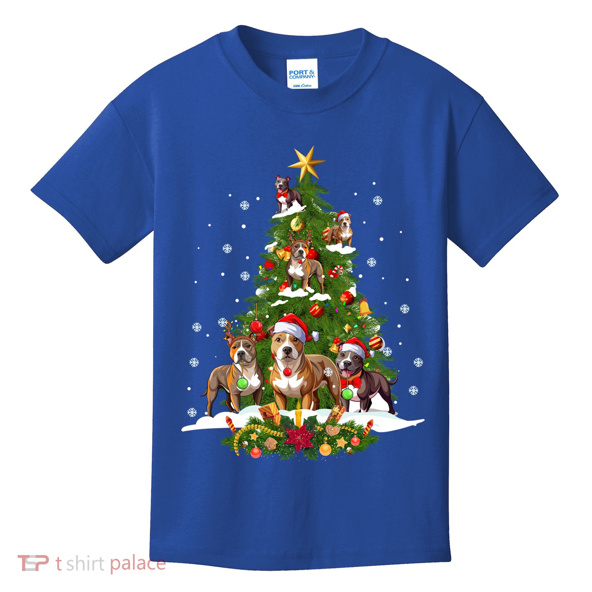 Pitbull Christmas Tree Pitbull Dog Xmas Party Great Gift Kids T-Shirt