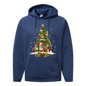 Pitbull Christmas Tree Pitbull Dog Xmas Party Great Gift Performance Fleece Hoodie