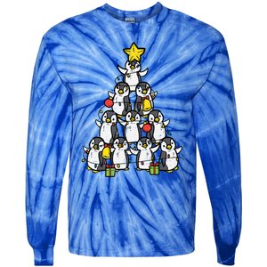 Penguin Christmas Tree Cute Xmas Girls Great Gift Tie-Dye Long Sleeve Shirt