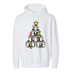 Penguin Christmas Tree Cute Xmas Girls Great Gift Garment-Dyed Fleece Hoodie