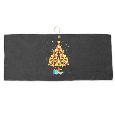 Pizza Christmas Tree Large Microfiber Waffle Golf Towel