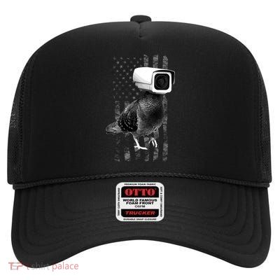 Pidgeon Camera USA Flag High Crown Mesh Back Trucker Hat