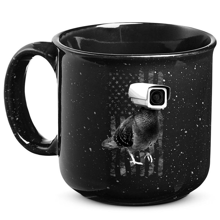 Pidgeon Camera USA Flag 15oz Campfire Ceramic Mug