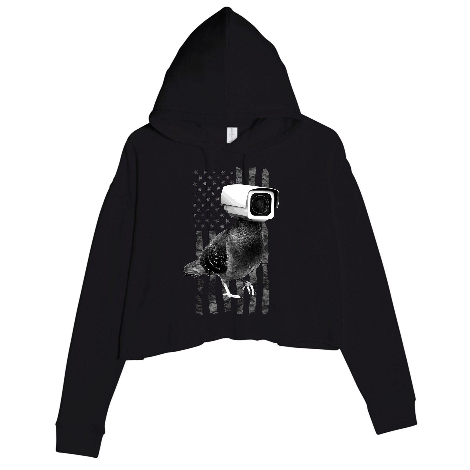 Pidgeon Camera USA Flag Crop Fleece Hoodie