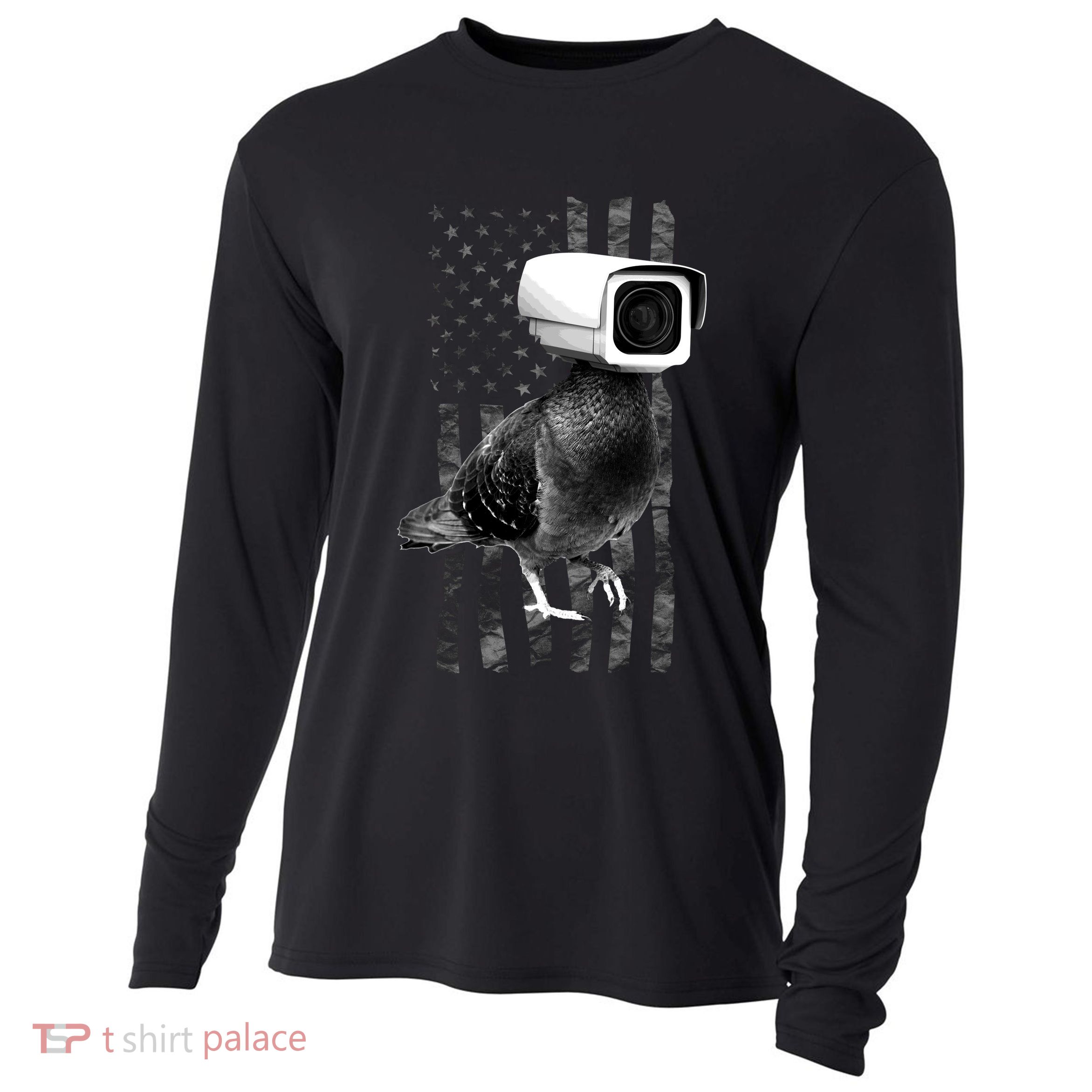 Pidgeon Camera USA Flag Cooling Performance Long Sleeve Crew
