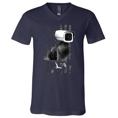 Pidgeon Camera USA Flag V-Neck T-Shirt